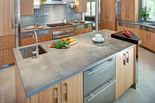 Concrete Kitchen Countertop And Island Contemporary Kitchen