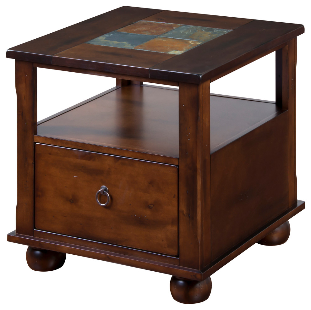 Santa Fe Slate Top End Table With Shelf Traditional Side Tables And End Tables by Sunny