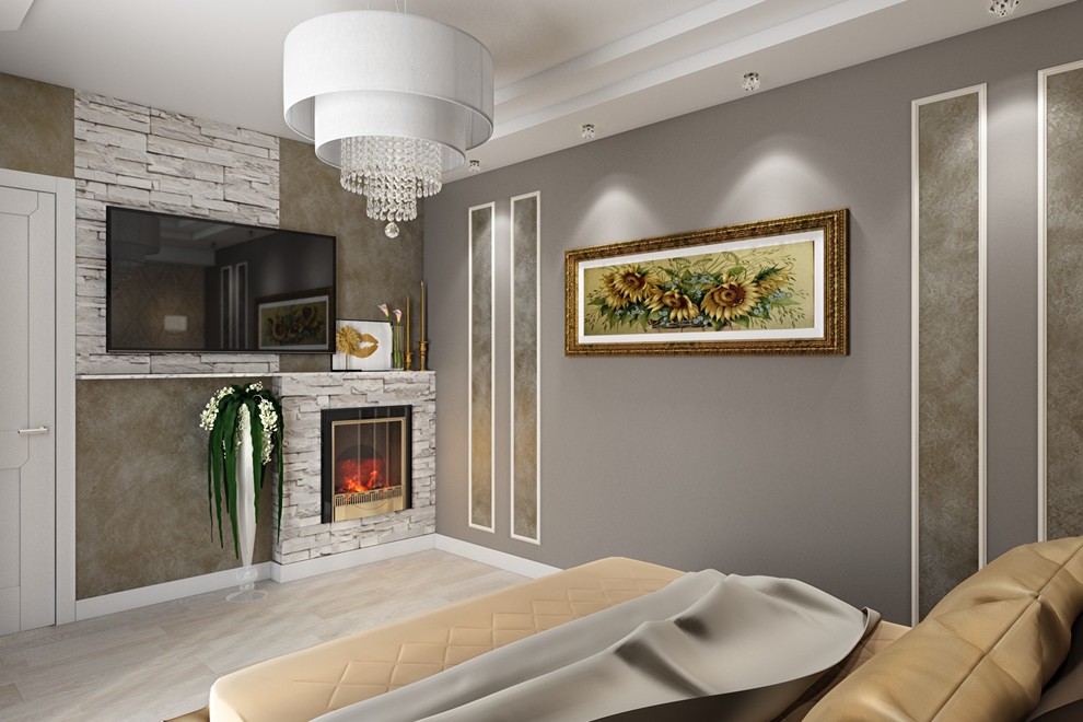 Интерьер загородного дома в серебристых тонах