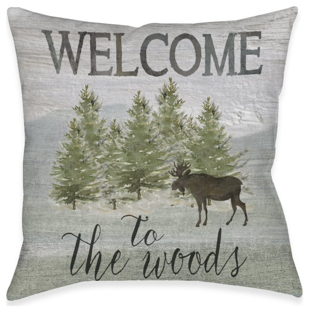Welcome To The Woods Indoor Decorative Pillow, 18"x18"