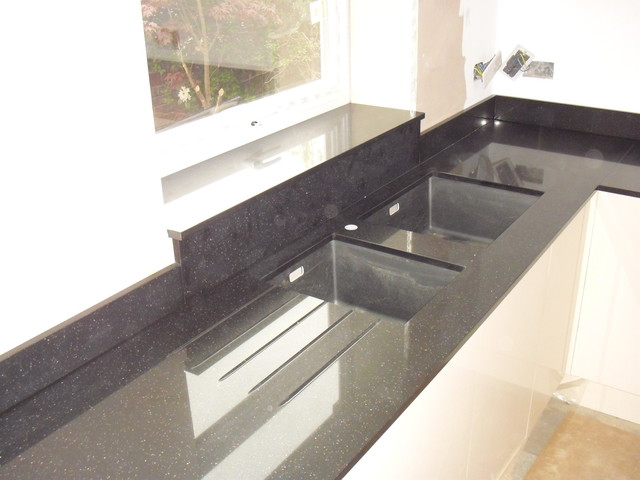 Ferio Black Quartz Worktops Samsung Radianz Contemporary