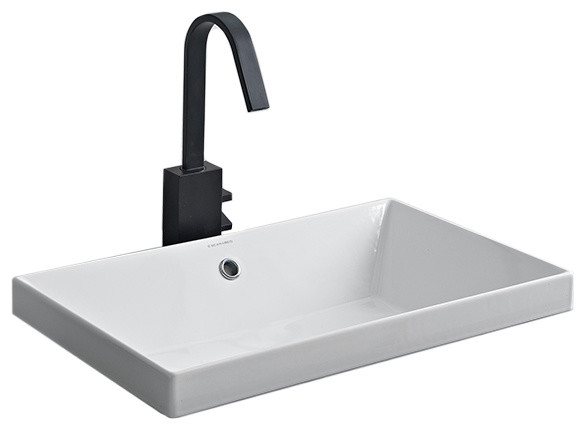 Rectangular Small White Ceramic Drop In, Rectangular Sinks Bathroom