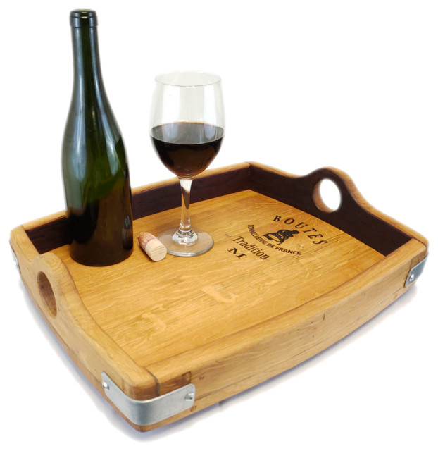 Wine Barrel Bung Stave Handles Decorative Rustic Serving Tray Rustic Serving Trays By