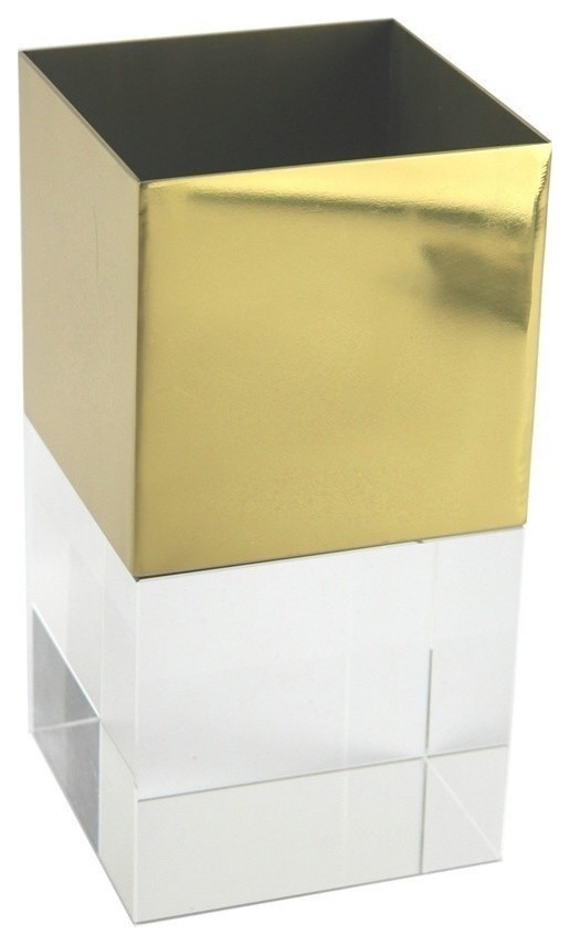 Sagebrook Home Gold Metal/Crystal Vase, Square