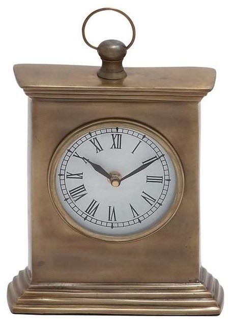 Pillar Shaped Wooden Table Clock in Walnut