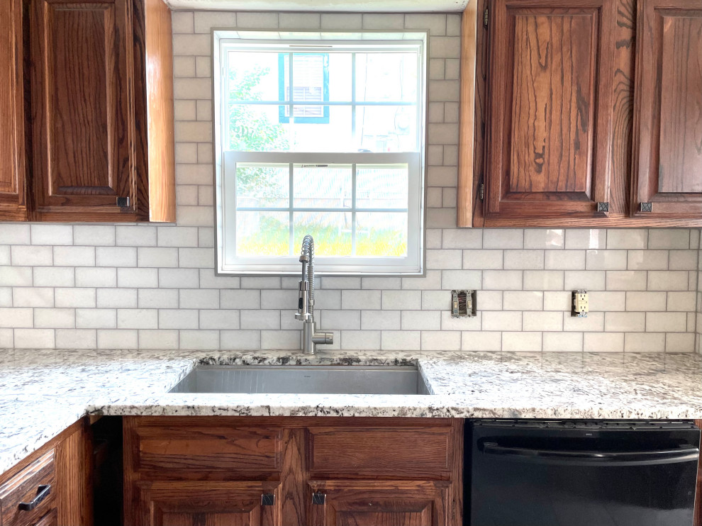 KITCHEN Backsplash 3 x 6 White Marble Tile Gray Grout Window Tile
