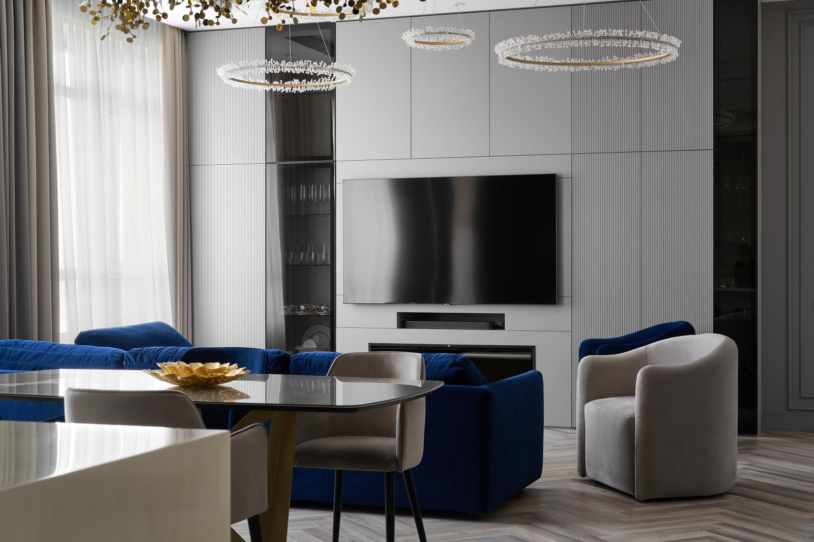 Дизайн проект квартиры 180м2  ЖК "Бульварный  переулок ". Гостиная