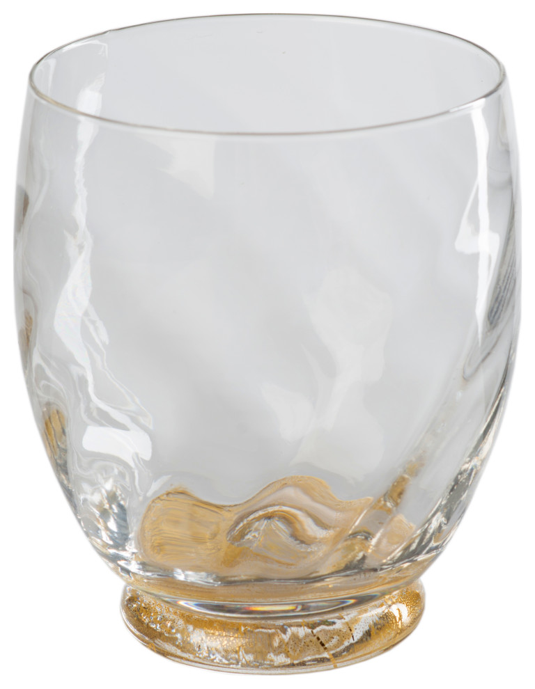 Elisa Red Wine Glass, Clear With Gold, Set of 4