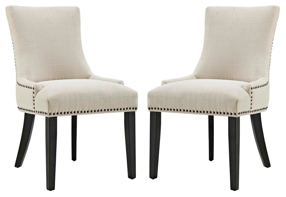 Marquis Parsons Dining Side Chairs Upholstered Fabric Set of 2, Beige