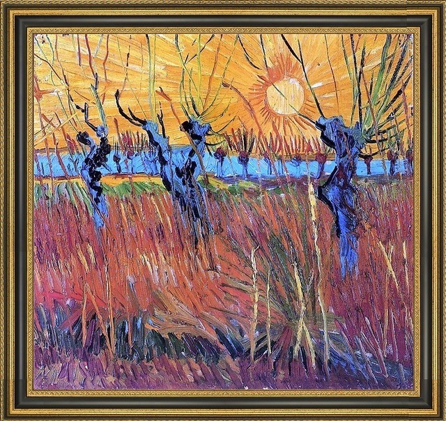 Vincent Van Gogh Willows at Sunset Framed Canvas Print - Traditional -  Prints And Posters - by Art MegaMart | Houzz