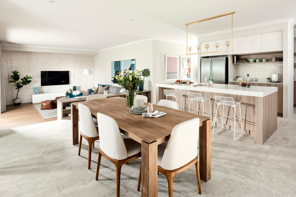 Inspiration for a contemporary dining room in Perth with beige walls.