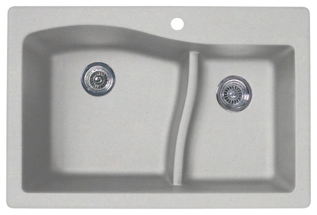 Swan Granite Large And Small Double Bowl Dual Mount Kitchen Sink 33 Swan Granite Large Small Bowl Kitchen Sink 33 X22 Granito
