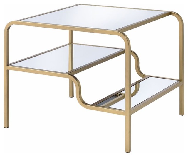 Acme Astrid End Table Gold And Mirror