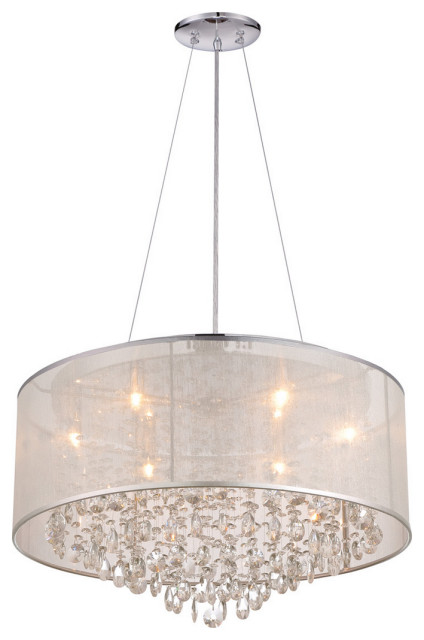 Riverside Dr. 6-Light Dual Mount with Flush & Hanging in Silver Organza Silk
