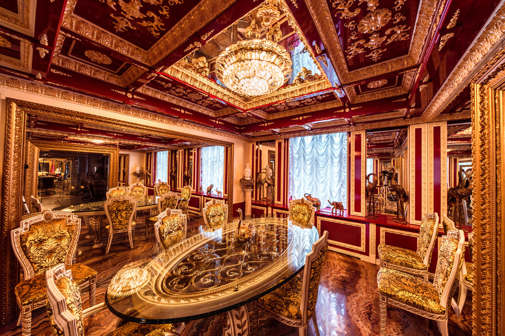 Сложные-пресложные потолки и интерьеры в красном