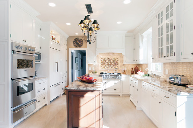 Cottage Kitchen Cabinetry Dressed In White Traditional Kitchen
