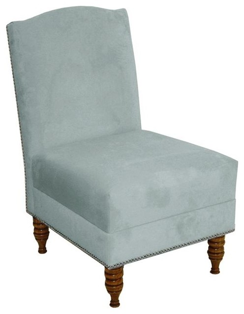 Custom Camdyn Upholstered Armless Chair, Velvet Pool