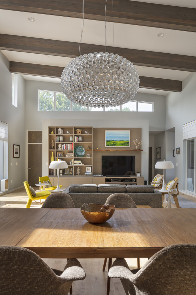 Photo of a contemporary living room in Kansas City.