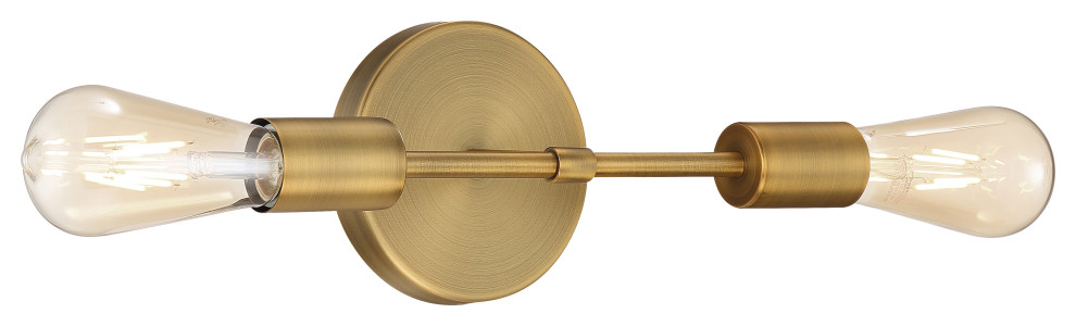 Iconic, 2-Light LED Wall Sconce, Replaceable LED, Antique Brushed Brass