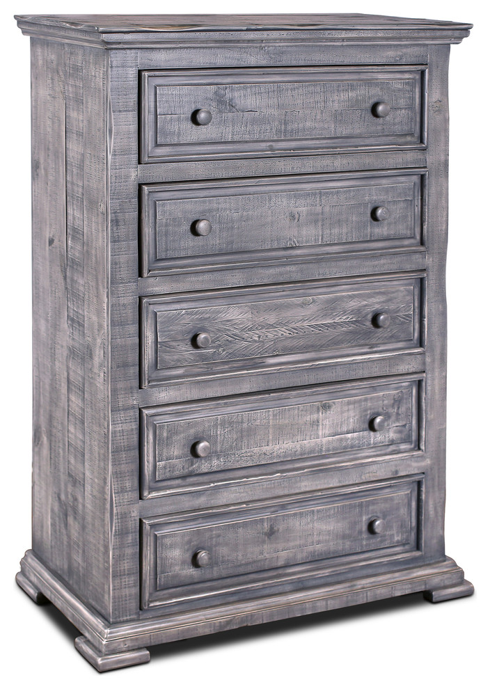 Keystone Rustic Distressed Gray Highboy Dresser Traditional