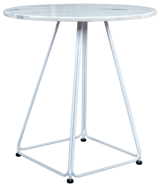 Spencer 27.56" Outdoor Bistro Table With White Marble Top