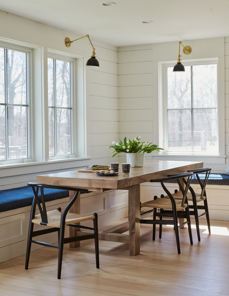 Design ideas for a farmhouse dining room in New York.
