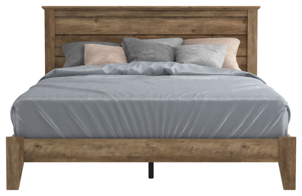 Harlowin Wood Frame Queen Platform Bed With Headboard, Knotty Oak