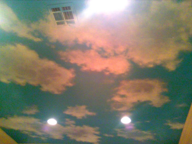 Cloud ceiling mural eclectic