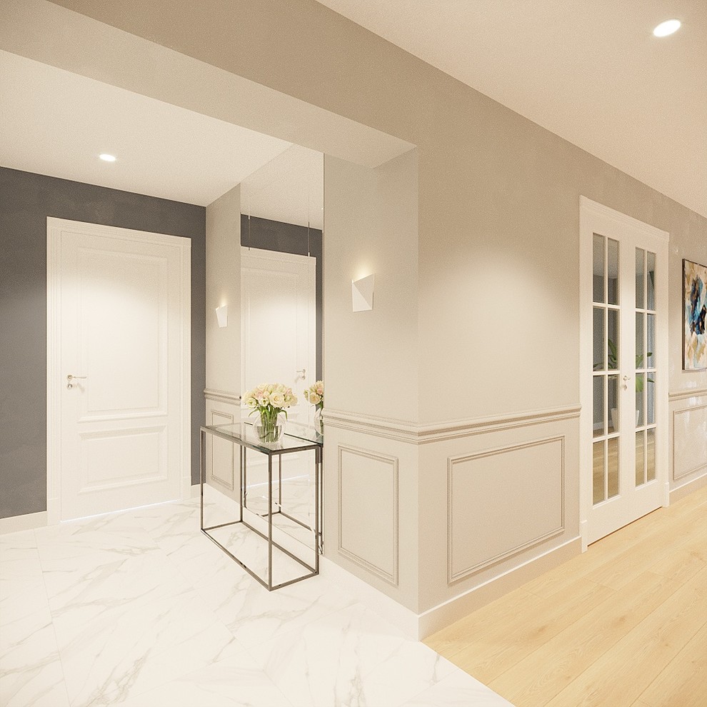 Кухня в современной классике в серых тонах