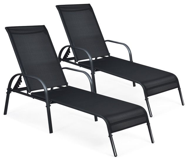Costway Set Of 2 Patio Lounge Chairs, Pool Chaise Lounge Chairs Set Of 2