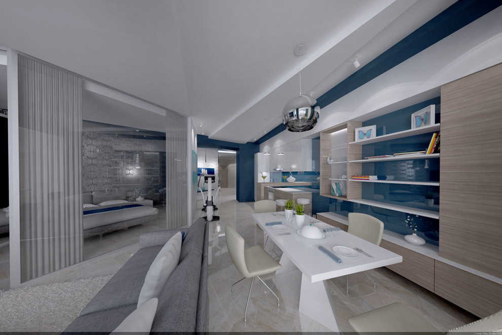 Дизайн проект квартиры в городе Сочи, минимализм морской