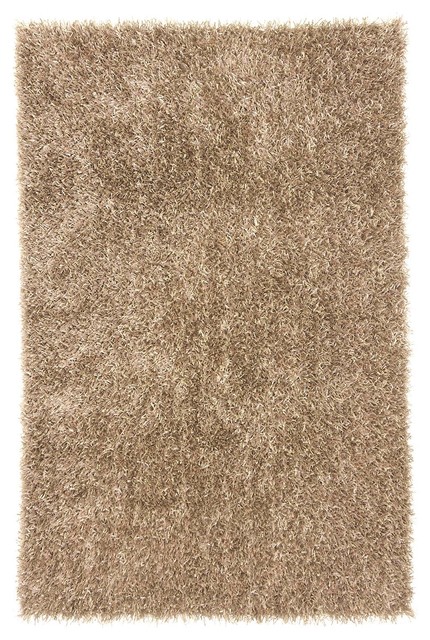 Shag Solid Pattern Polyester Taupe/Tan Area Rug (5 x 7.6)