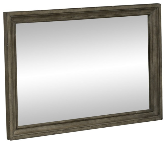 Town and Country Landscape Mirror in Dusty Taupe French Country Wall Mirrors by Homesquare