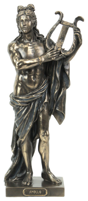 Classic Ancient Greek God Apollo Holding Lyre Bronze Finished Tabletop ...