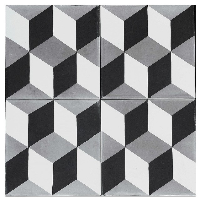 Harlequin Concrete Tile Geometric Pattern, Set of 13, 8x8