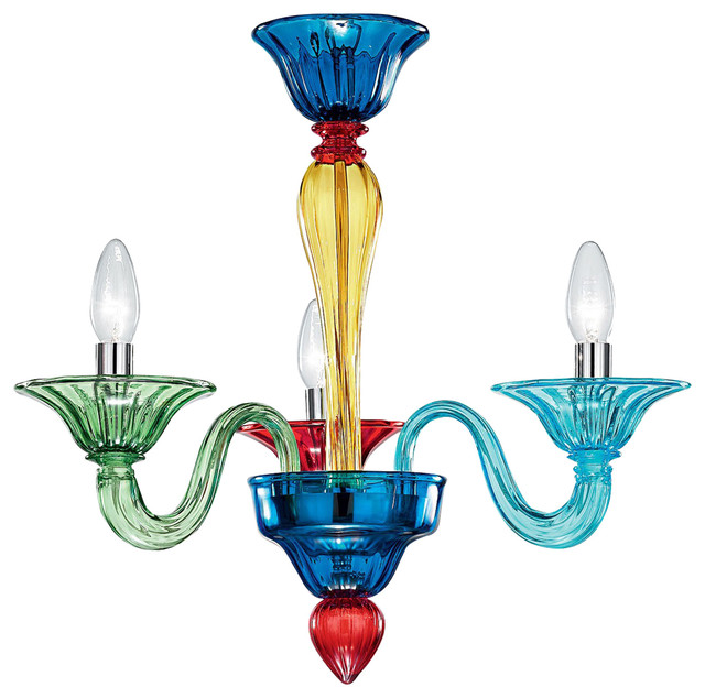 Iride Murano Glass Chandelier, 3 Lights
