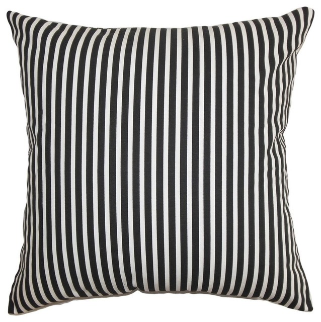 Elvy Stripes Pillow Black White Contemporary Decorative