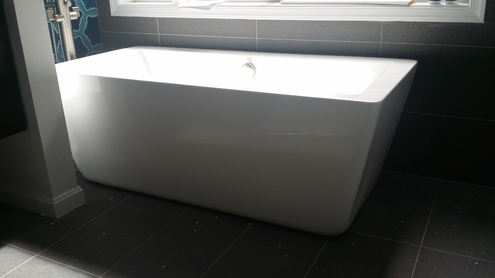 Striking Blue Tile Bath