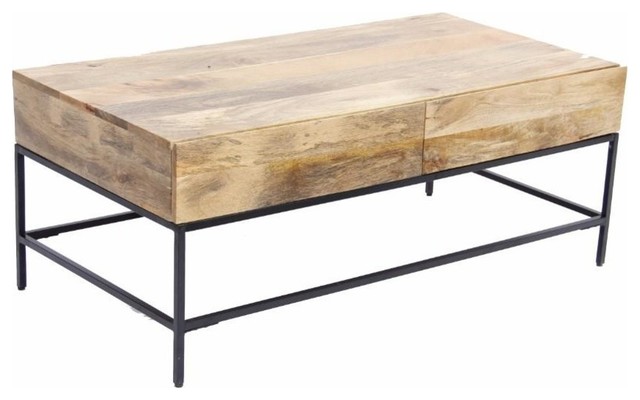 The Urban Port Mango Wood Coffee Table With 2 Drawers Brown And Black The Urban Port Mango Wood Coffee Table With 2 Drawers Brown And Black
