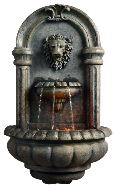 Outdoor Lion Head Waterfall Wall Fountain