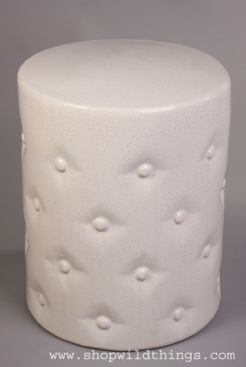 Off-White Ceramic Garden Stool, "Buttons"