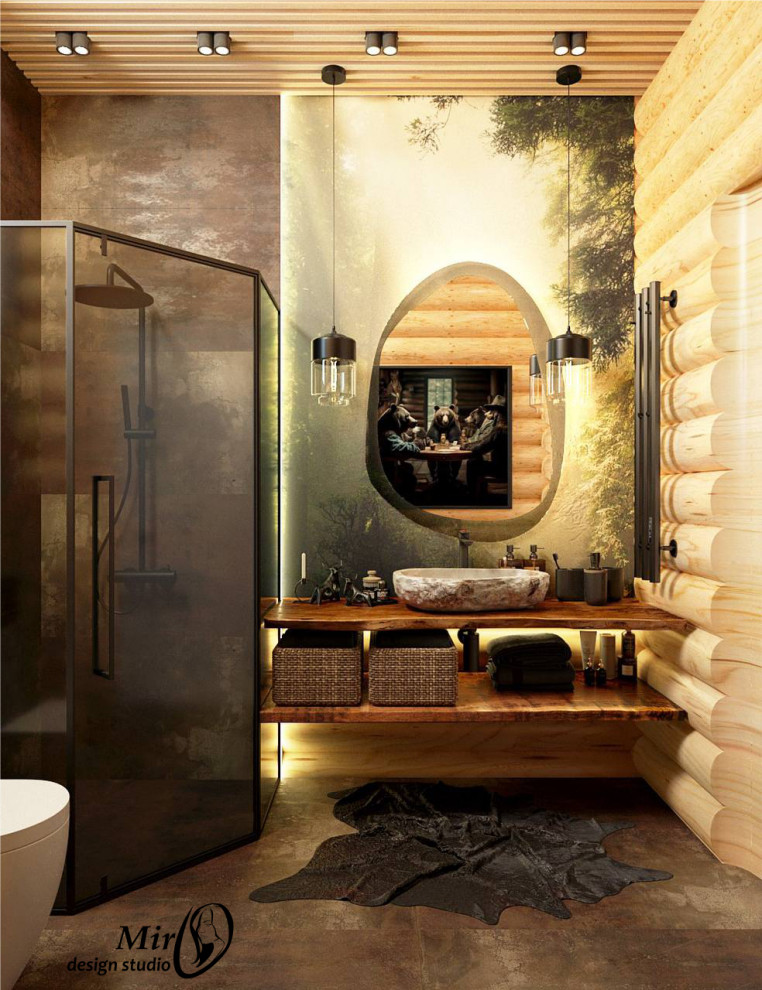 Интерьер санузла в деревянном доме