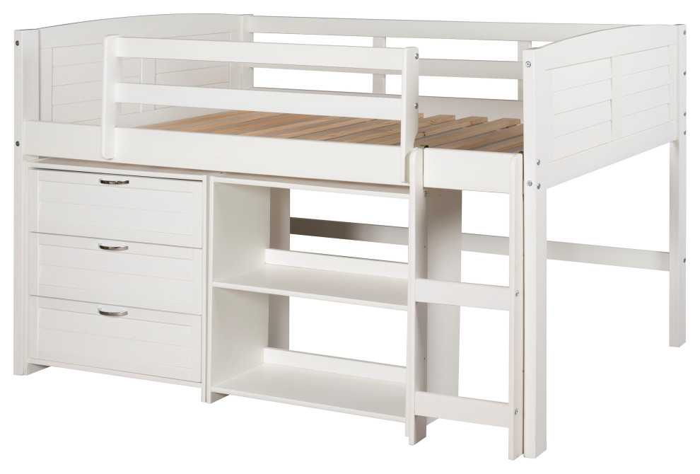 Twin Louver Low Loft Group C White Transitional Loft Beds by VirVentures Houzz