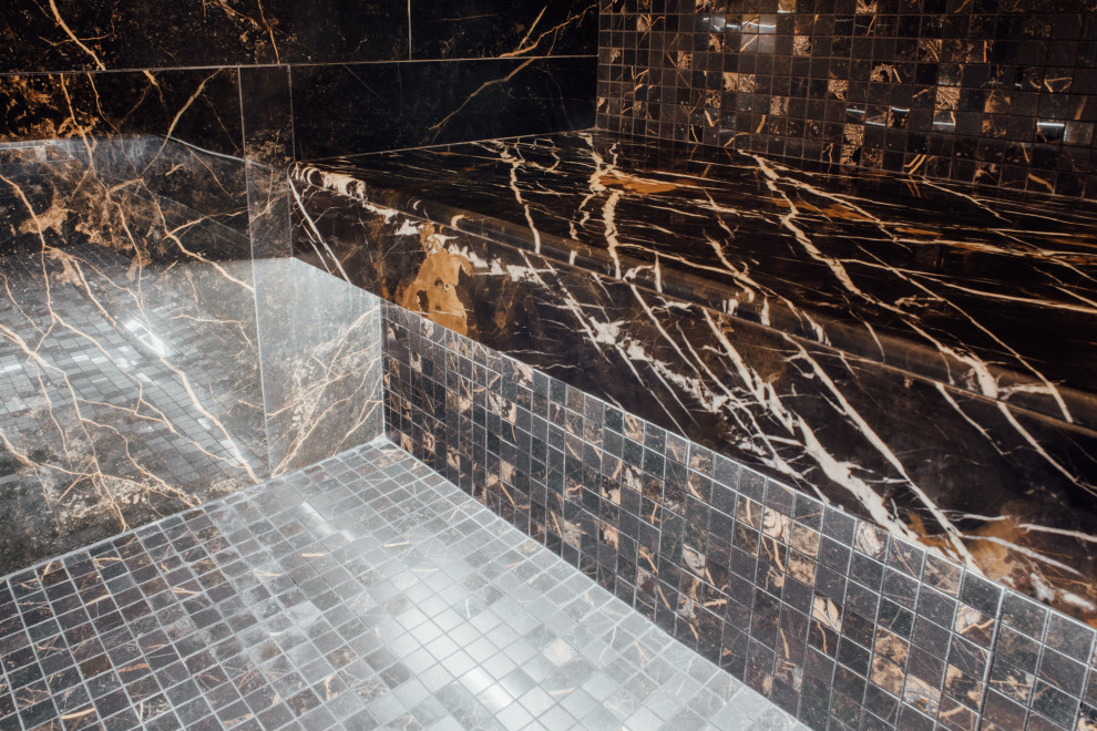 Мрамор и керамогранит.