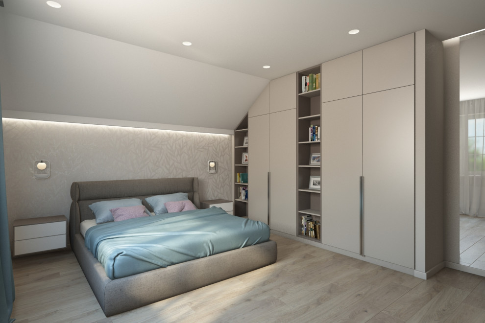 Спальня и гардеробная в индивидуальном жилом доме пос. Ново-Дорожный