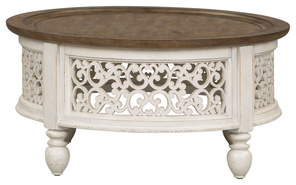 Parisian Marketplace Round Cocktail Table Farmhouse Coffee Tables