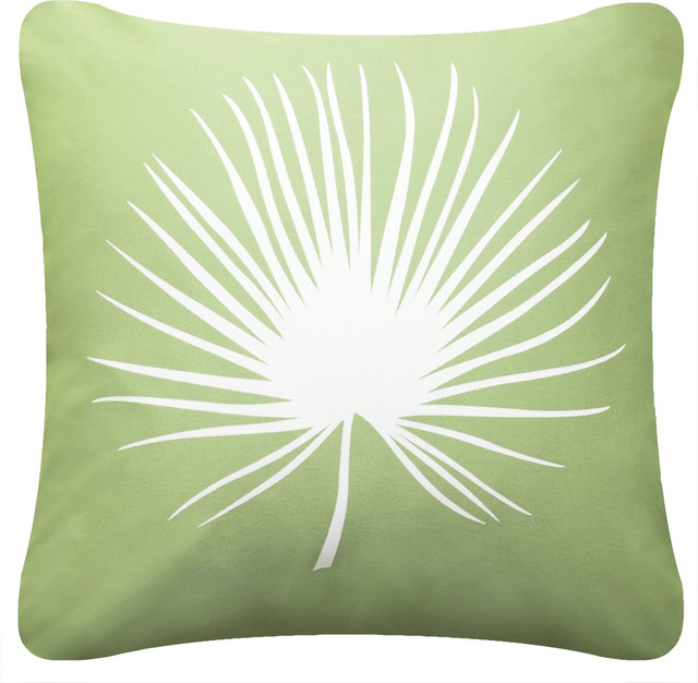 Palm Frond Organic Cotton Throw Pillow Cover Apple Green Contemporary Decorative Pillows By Wabisabi Green Houzz