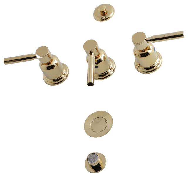 Kingston Brass Concord KB6322DL 3Handle Bidet Faucet, Polished Brass