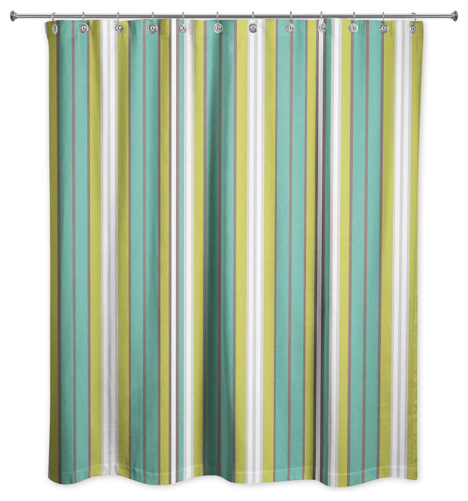 Green Stripes Shower Curtain Contemporary Shower Curtains by