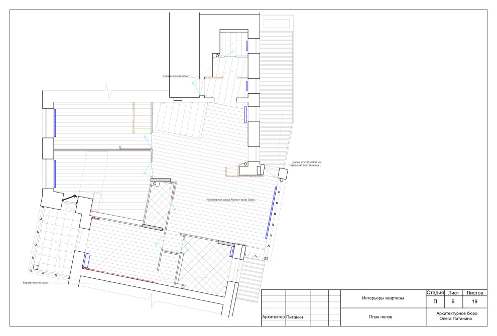 Эскизный проект квартиры в  стиле ЛОФТ в Санкт-Петербурге